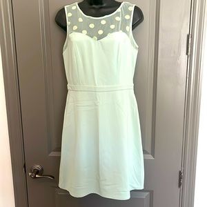 LC Lauren Conrad Polka Dot, Fit & Flare Mint Green Sleeveless Dress Size 8